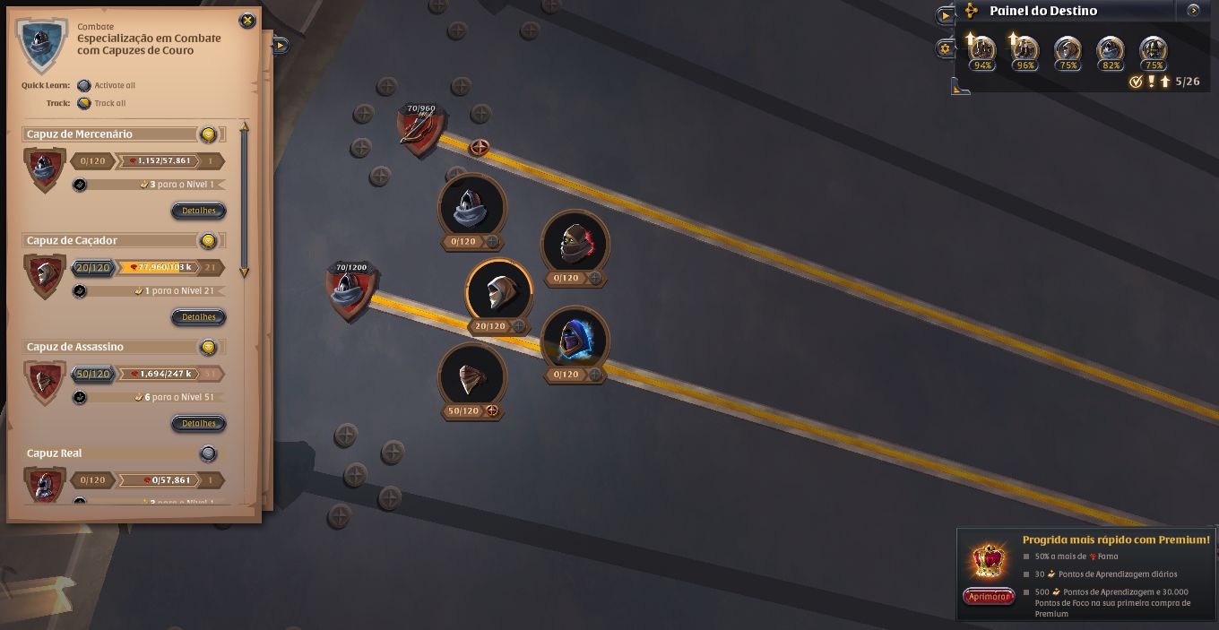CONTA ALBION ONLINE SPEC EM ARCO E COLETA DE MINERIO E PELEGO T4