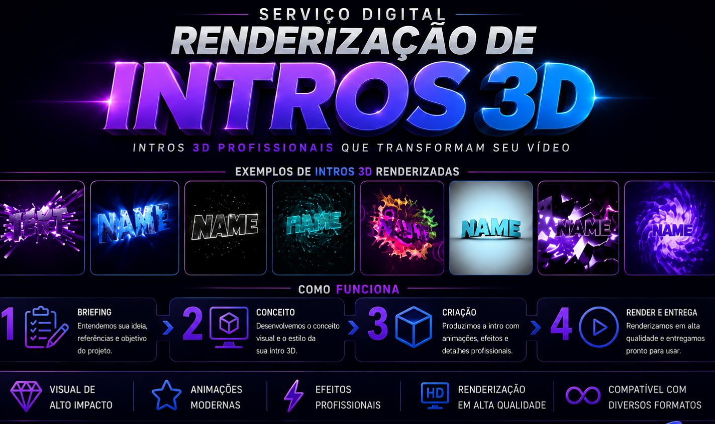 Renderização de Intro 3D Gamer Profissional | Nome e Logo Personalizados
