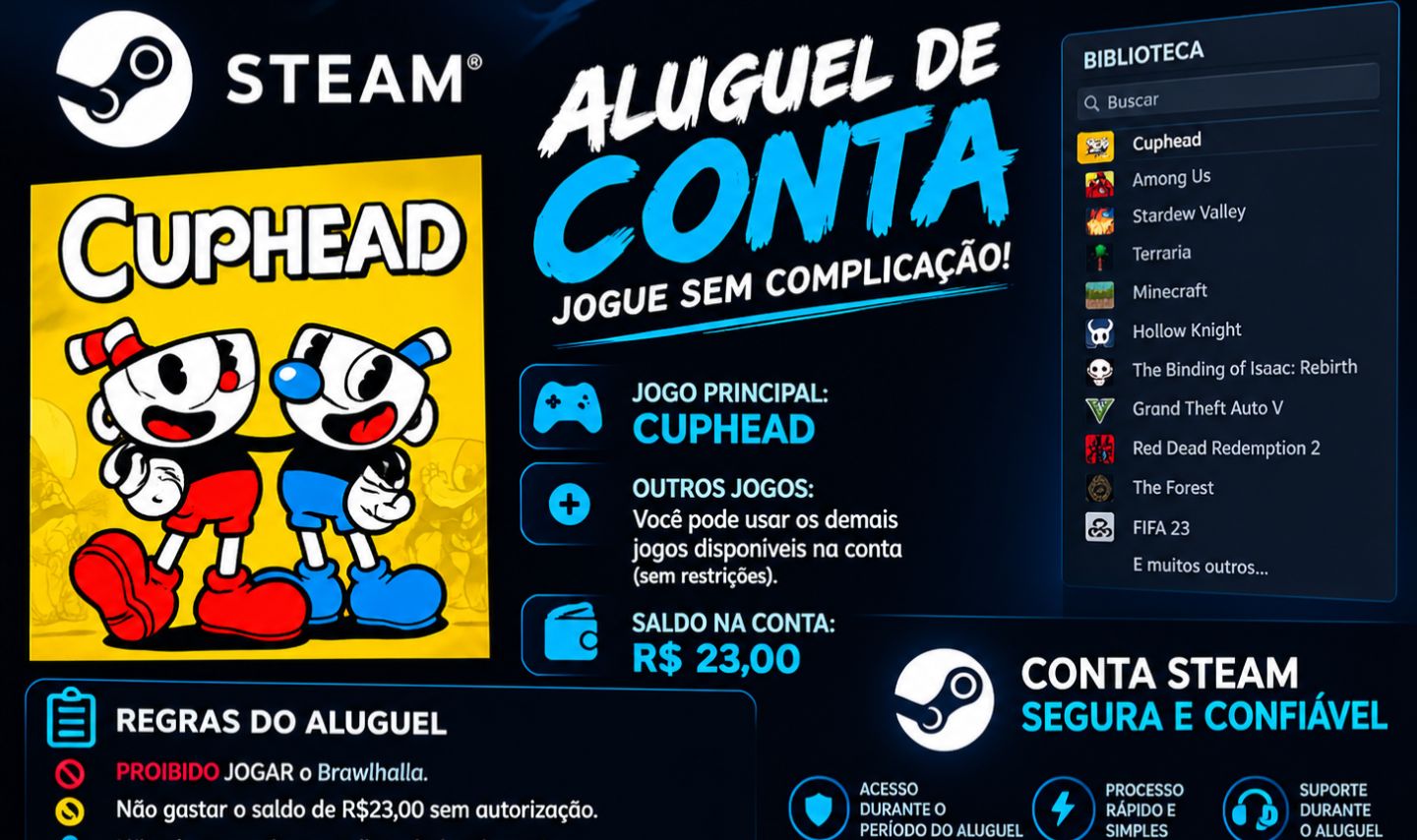 ALUGUEL DE CONTA STEAM | CUPHEAD