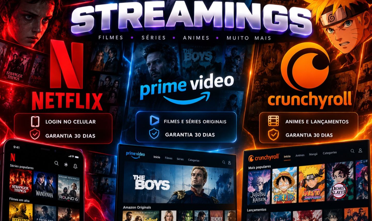 Netflix + Prime Video + Crunchyroll | Entrega Automática | Garantia 30 Dias