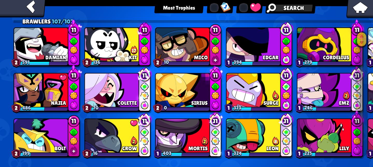 CONTA BRAWL STARS COM TODOS BRAWLERS