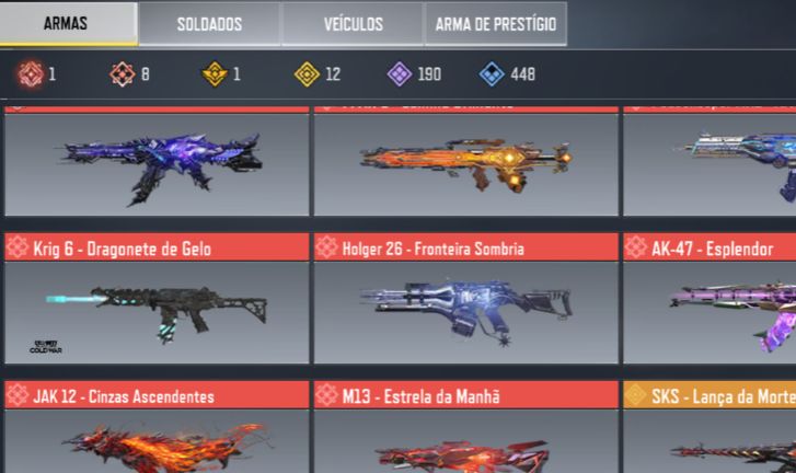 CONTA COD MOBILE UPADA MAX.VARIAS ARMAS MITICAS E LENDARIAS