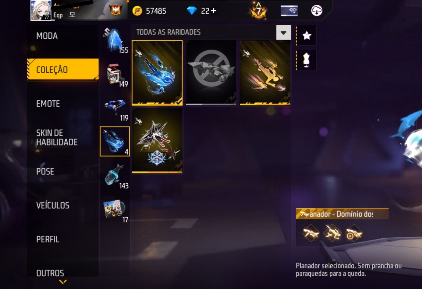 Conta free fire prime 7
