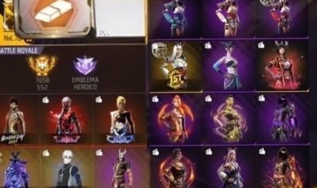 CONTA NVL ALTO - 377 COLEÇÕES + 310 EMOTES + 736 POSES + SOMBRA ROXA
