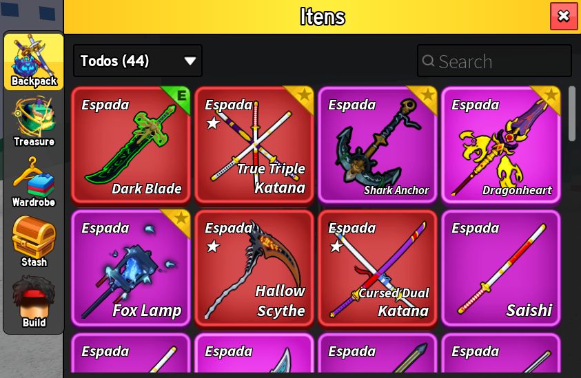 CONTAS BLOX FRUITS COM GAMEPASS / NOTICADOR DE FRUTA / STOREGE / DARK BLADE E +