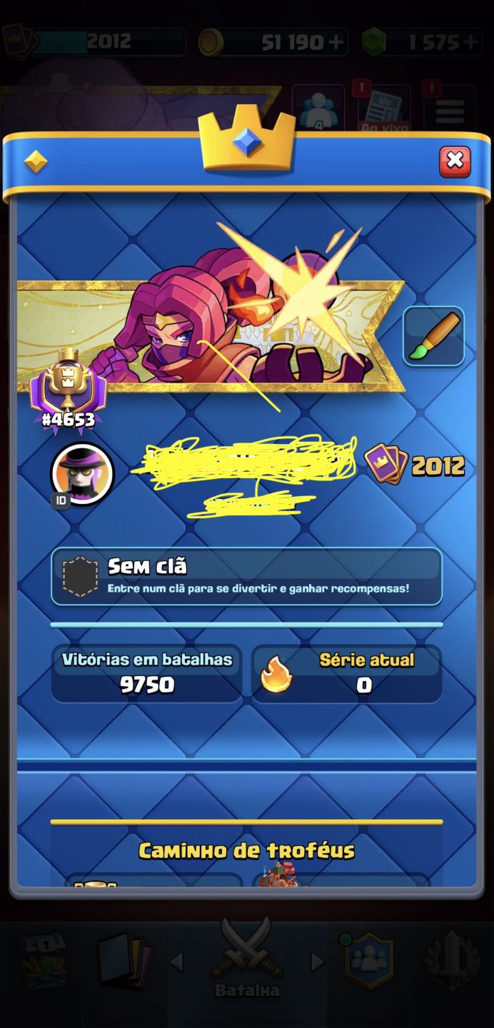 Conta Clash Royale | 14K+ Troféus | Top 4653 Global Duplas | Emotes + Passes
