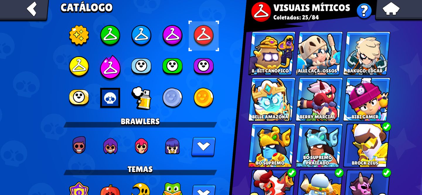 CONTA DE BRAWL STARS RECHEADA DE SKINS E MUITO UPADA!