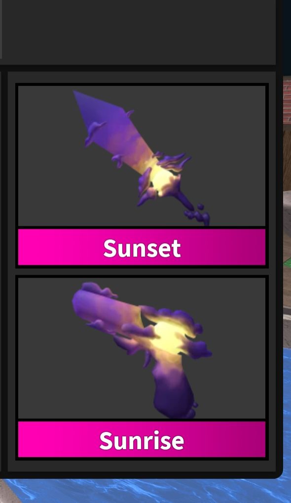SET SUNSET COMPLETO MM2 (Faca Sunset + Arma Sunrise) - Entrega Rápida!