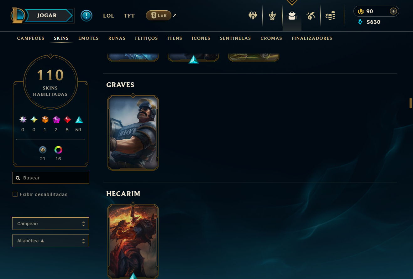 Conta recheada de skins otima conta para iniciar