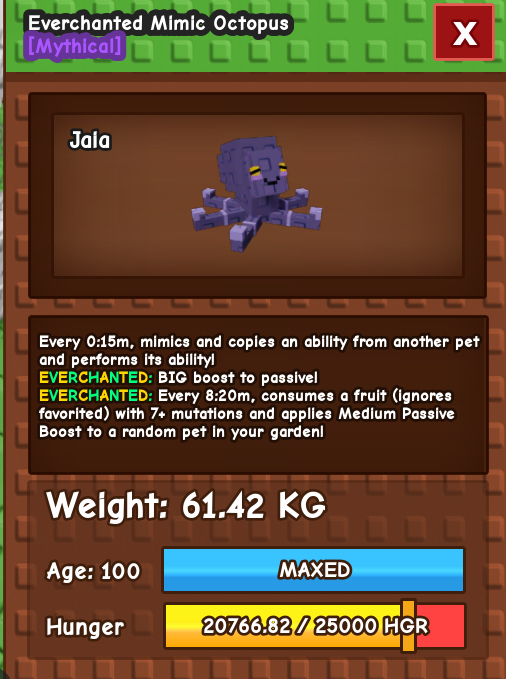 Mimic huge grow a garden