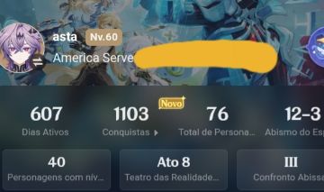 Conta Genshin Impact AR60 América | 25 Personagens 5 | R$800