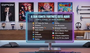 Conta Fortnite com Goku Black, Eminem, Gojo, Peter Griffin + 70 Picaretas