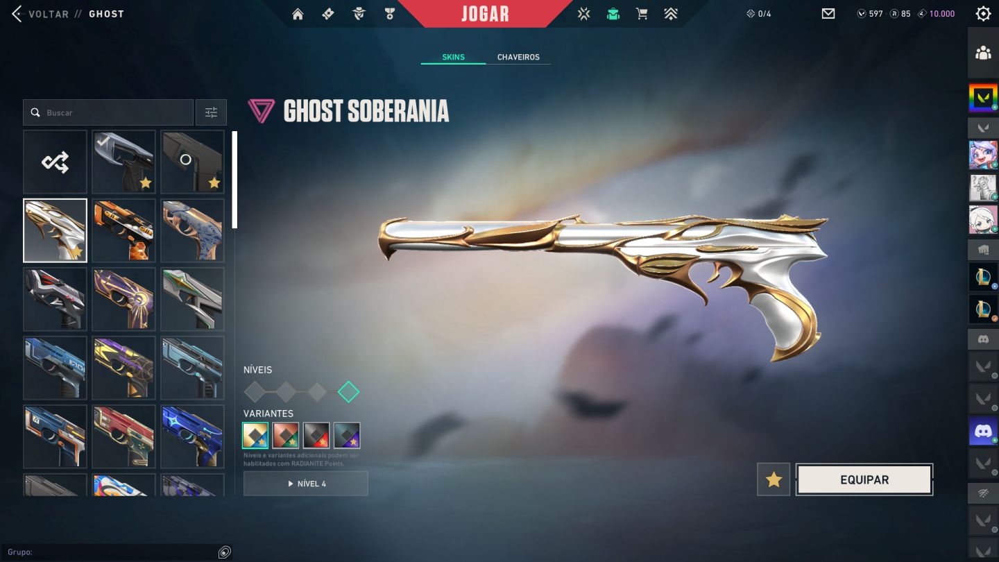 Conta de Valorant, skins de pacote e passe de batalha - 3.800 reais Gastos.