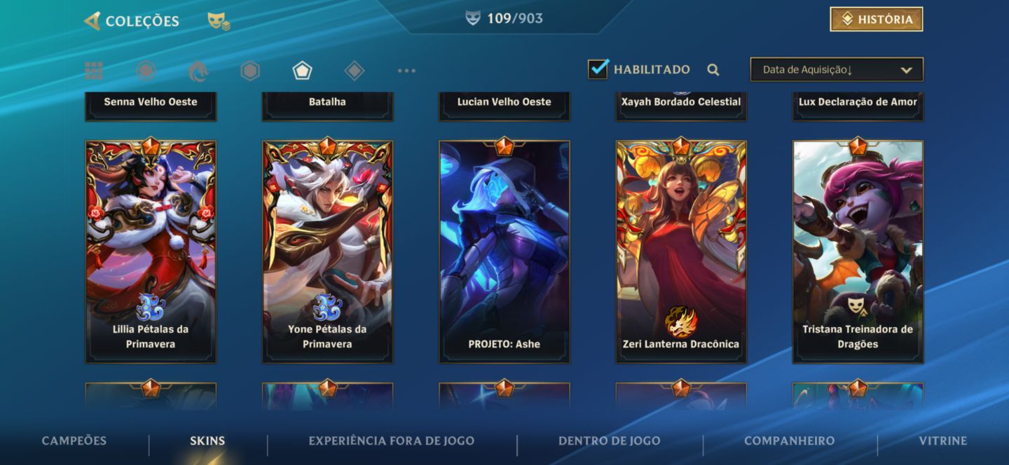 CONTA WILD RIFT EX-GM/ATUAL MESTRE MID E ADC 8 SKINS MITICAS