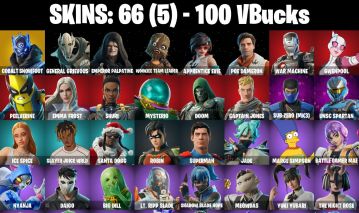 CONTA FORTNITE COM 66 SKINS DOOM/CAPTAIN JONES/ZIGGY/VALENTINA/MEOWDAS