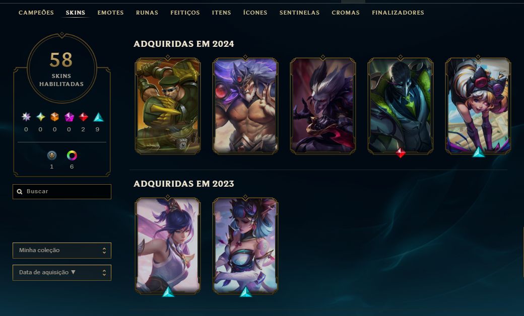[Entrega Automática] Conta Lol Ouro, 58 Skins, 2 Lendárias, Lvl 78, Upada na Mão