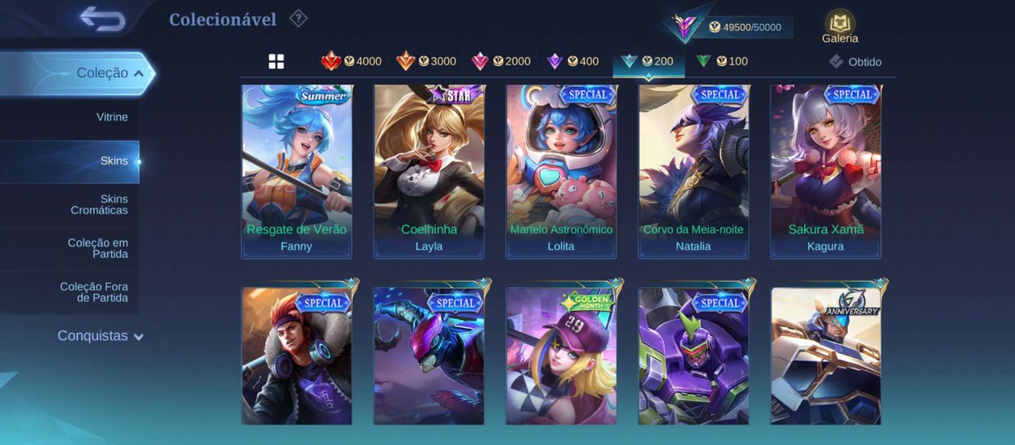 CONTA MOBILE LEGENDS RARA | 10 ANOS | 133 HERÓIS + 284 SKINS