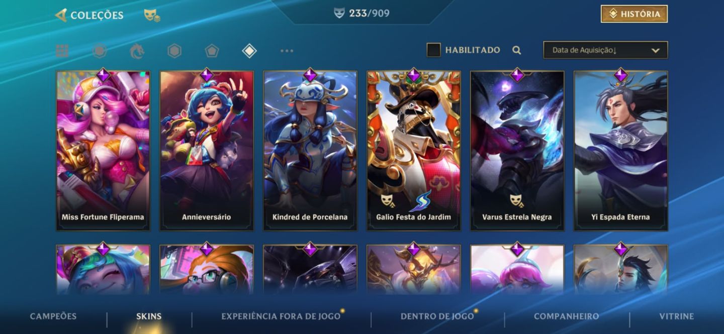 Conta wild rift, todos os campeos, 45k de coleção de skin