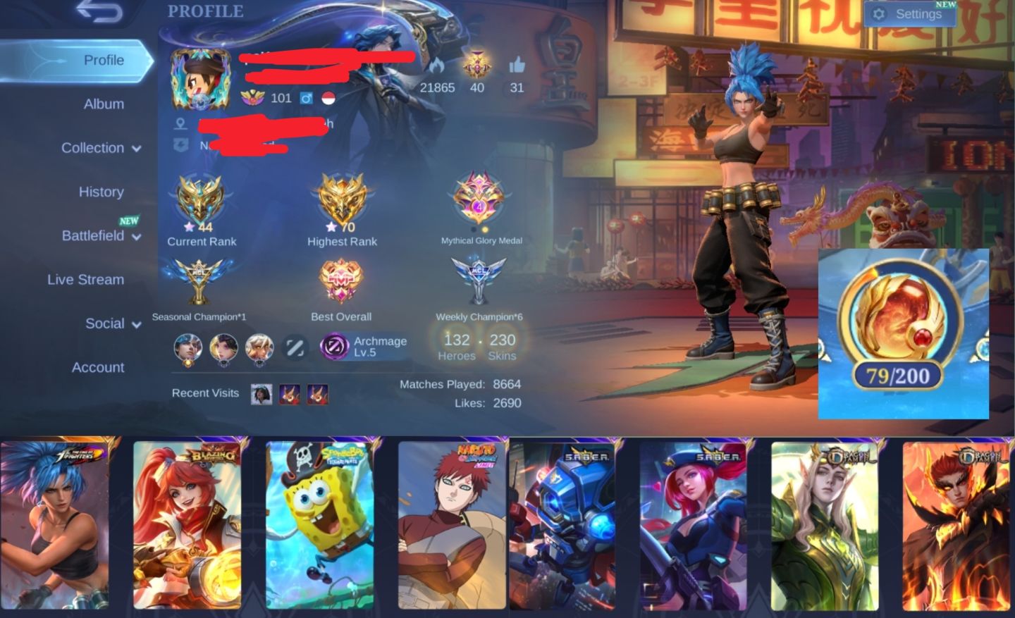 CONTA MOBILE LEGENDS COM 230 SKINS [SMURF] LEIA A DESCRIÇÃO