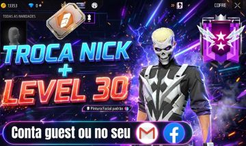 Contas free fire level 30 + troca nick + patente diamante + guest + no seu email