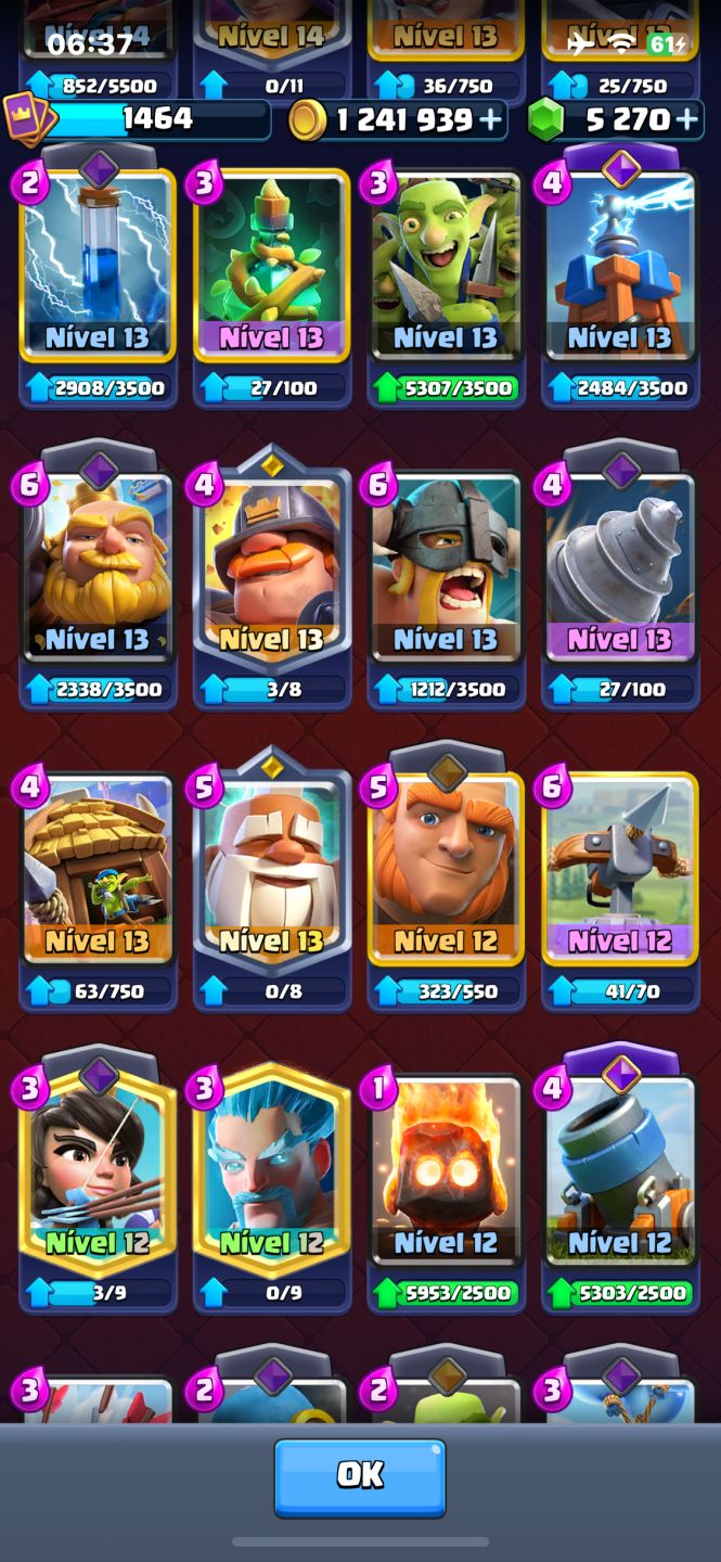 Conta Clash royale nvl 15 arena 26 mais conta clash of clans Cv 11 quase full