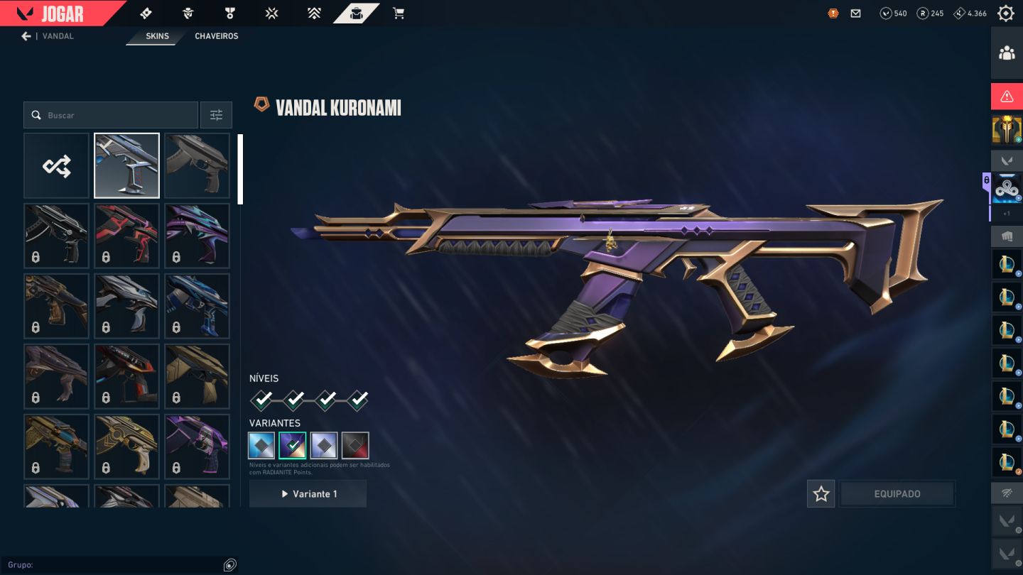 CONTA VANDAL KURONAMI E LOL COM 11 SKINS LENDARIAS 1 MITICA E 30 NORMAIS