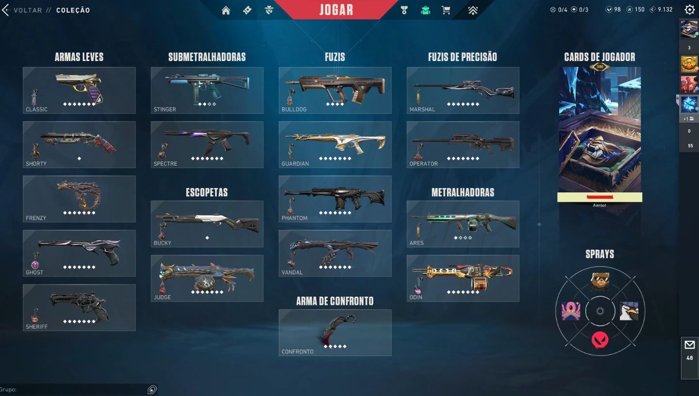 CONTA VALORANT 2020 +300 Skins 5,6K Gastos Champions, Arcane/ Ascendent