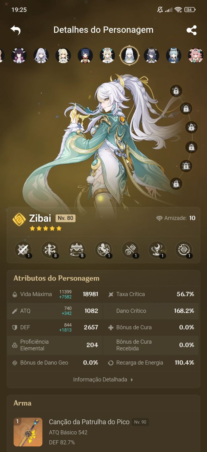 CONTA GENSHIN IMPACT - AR59 COM 19 T5 + 11 ARMAS 5 ESTRELAS
