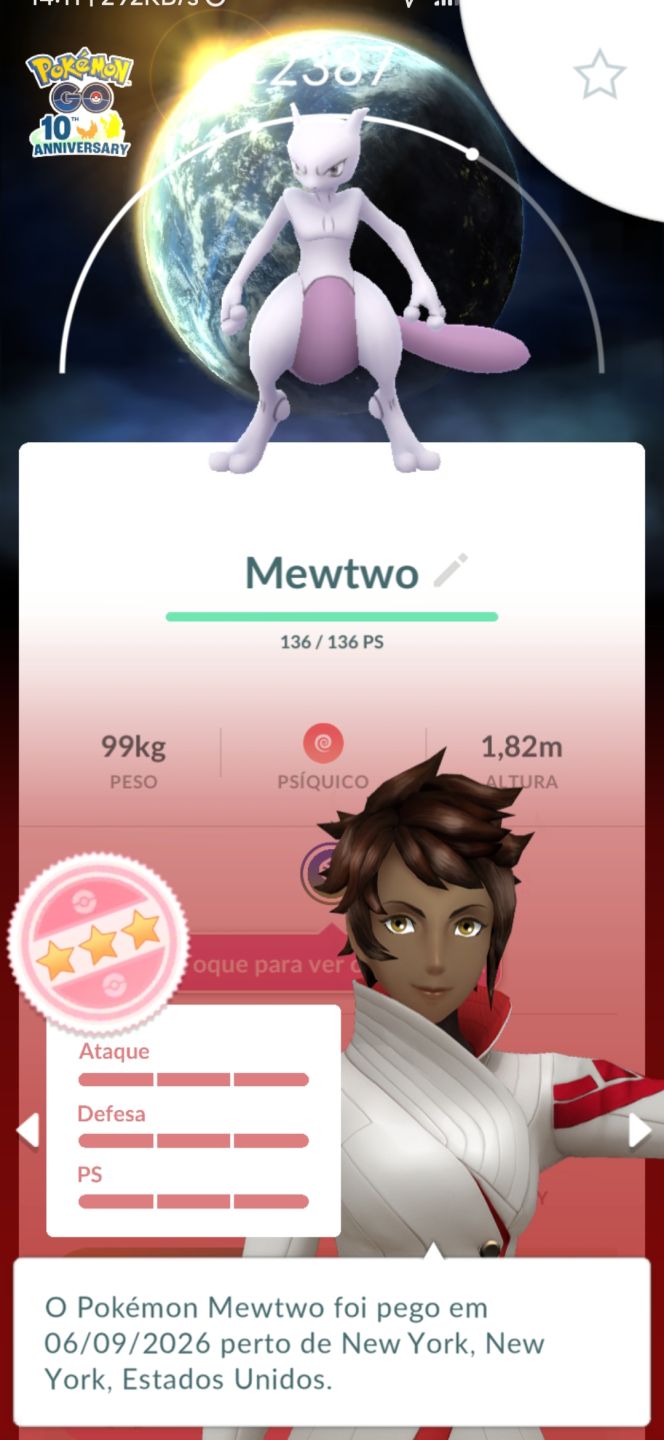 CONTA PTC Lv43 (MEWTWO 100% IV BG 10th ANNIVERSARY)