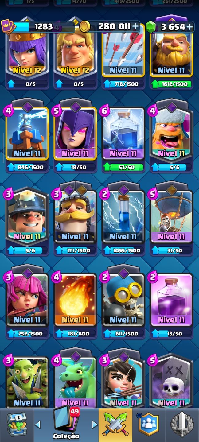 Conta média de clash, pra começar avançado, com 6600 troféus, cartas bem upadas