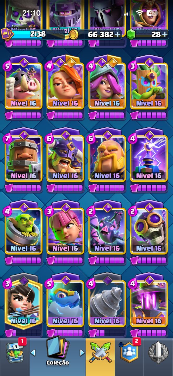 CONTA CLASH ROYALE! 14k+ já foi maior campeão. Cartas níveis top tier