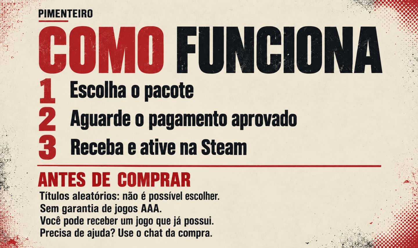 Steam Keys Aleatórias | 3 por R$ 2,99 | Entrega Automática