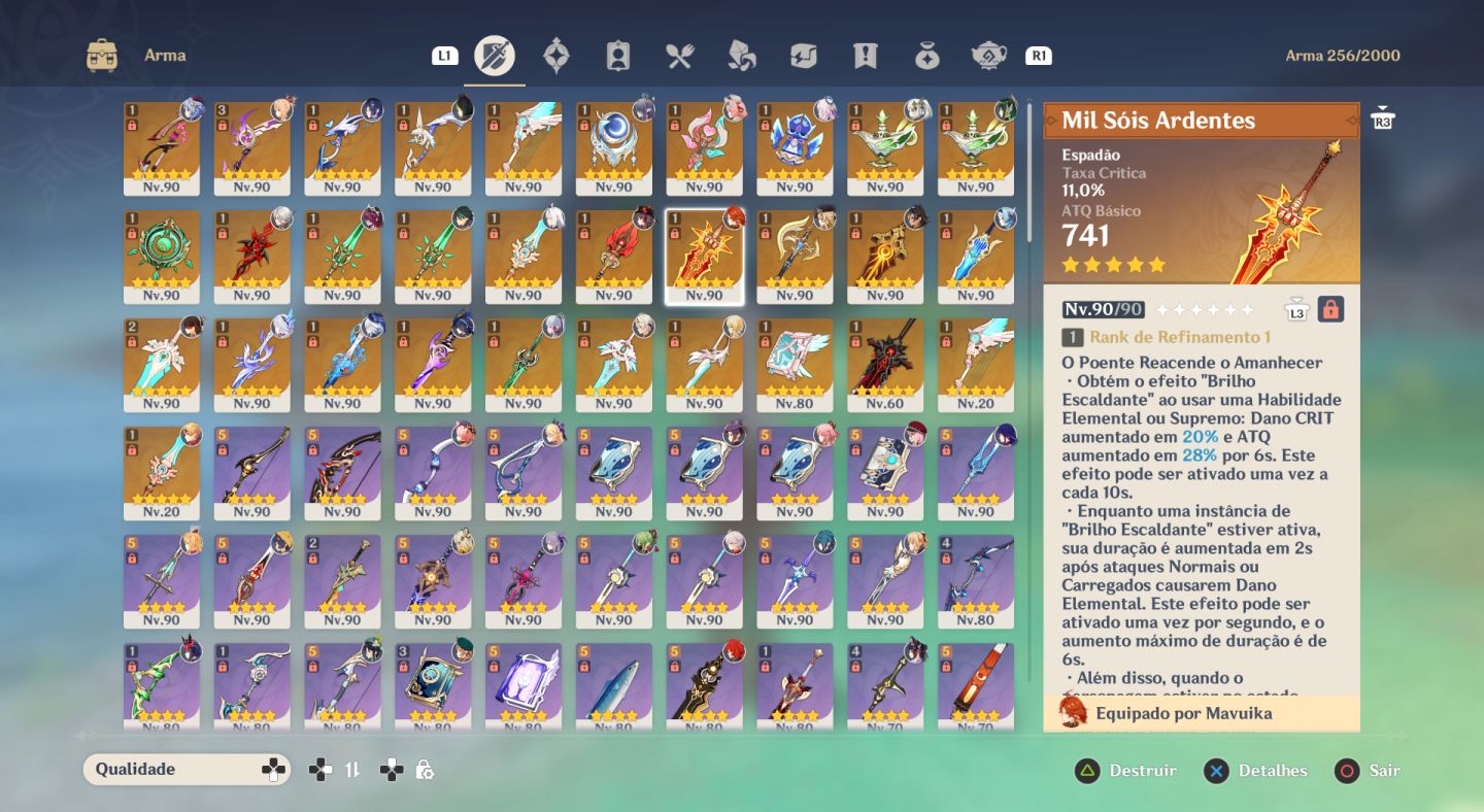 (PROMOÇÃO) CONTA GENSHIN 43 CHAR 5 STAR | 31 ARMASS | AR 60 IMPERDÍVEL