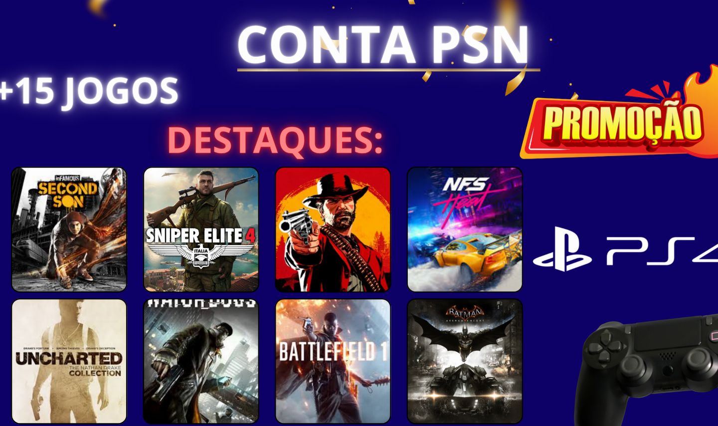 [PROMOÇÃO] Conta PSN com +15 Jogos | RDR2 + Batman Arkham + infamous