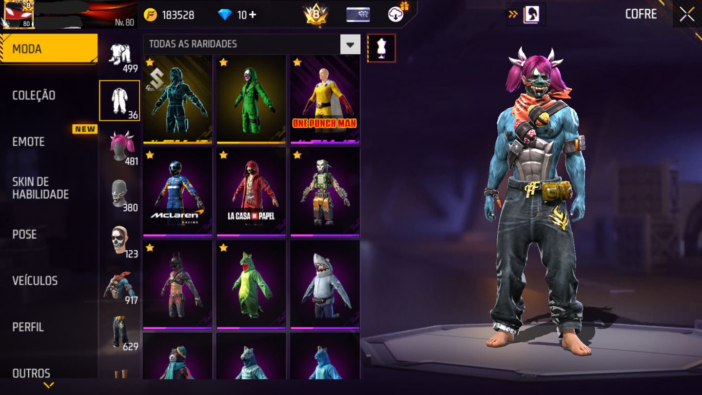 Conta de free fire prime 8, 380 k de diamantes gastos!