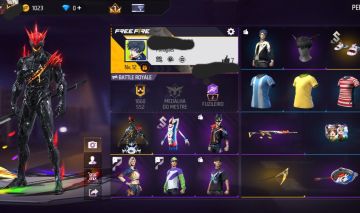 CONTA FREE FIRE NÍVEL 12 COM VÁRIOS CONJUNTOS, CAMISAS DE TIME, GELO E ARMAS