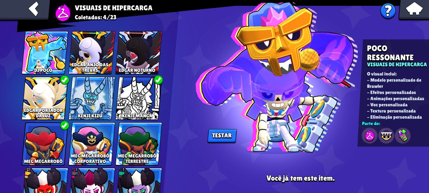 Possui 103 brawlers, mais de 250 skins, 30 brawlers full, Full acesso!!