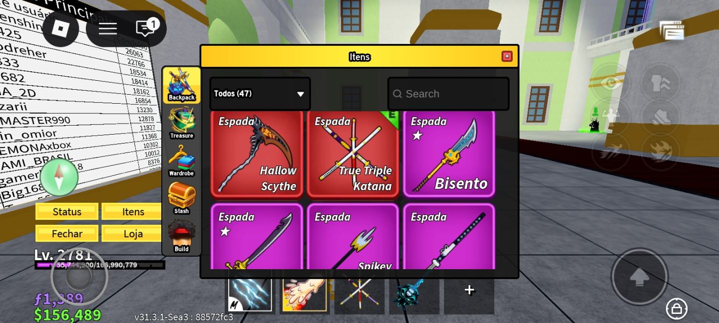 Conta de blox fruts level máximo + espadas raras fruta saadhow no inventário