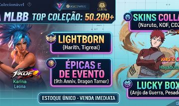 Conta MLBB 50k+ Pontos de Coleção | Skins KOF, Naruto, Cavaleiros do Zodíaco
