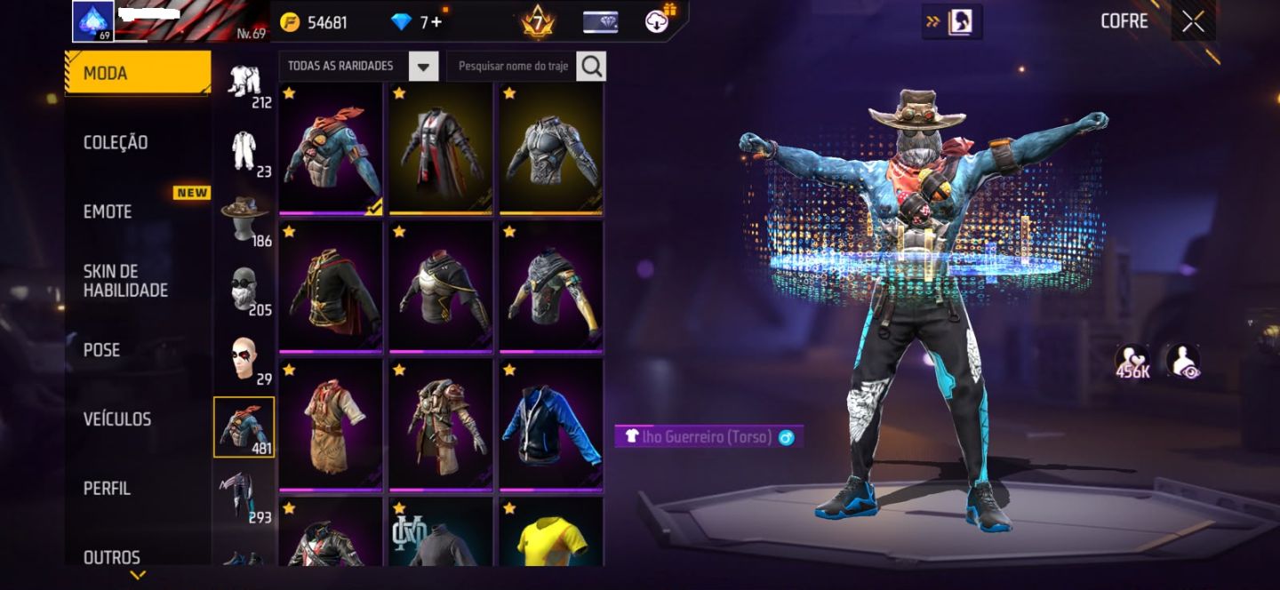 CONTA FREE FIRE - SKIN MANDELA , PASSE STEAM PUNK , PRIME 7 ,BANDEIRÃO ,UMP RUBI