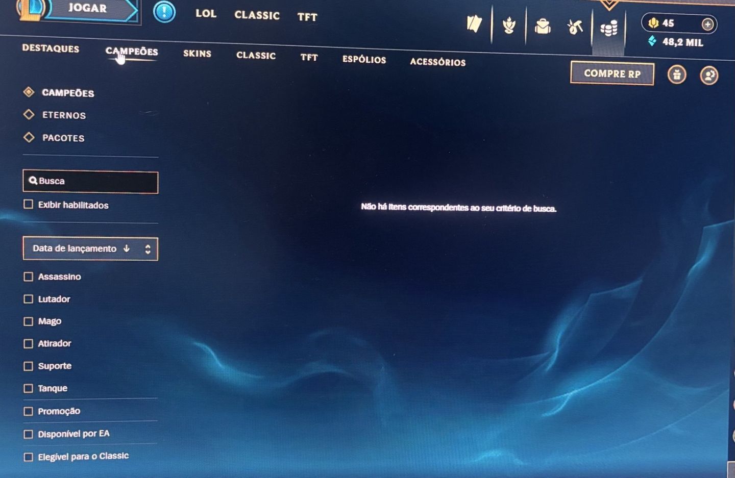 LOL 190 SKINS | 2 ULTIMATE + 4 MÍTICAS | D4 | CONTA 14 ANOS | ÚNICO DONO