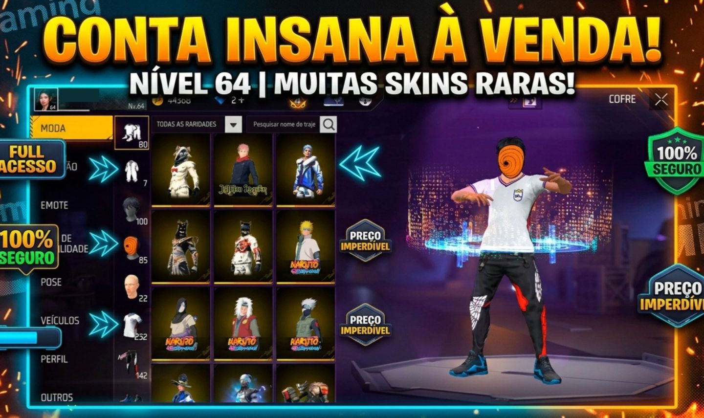 Conta Free Fire Gemada Prime 4 - Conta com Calça Angelical Vermelha!