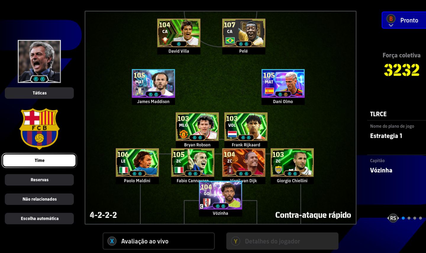 CONTA eFOOTBALL STEAM | FORÇA 3232 | PELÉ 107, DAVID VILLA, MALDINI E MUITO MAIS
