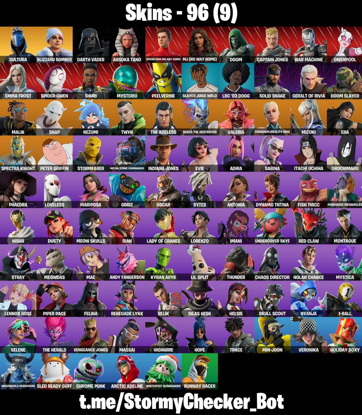 96 SKINS - PSN SKIN - NEW MARVEL PASS - OROCHIMARU - 2.900 V-BUCKS