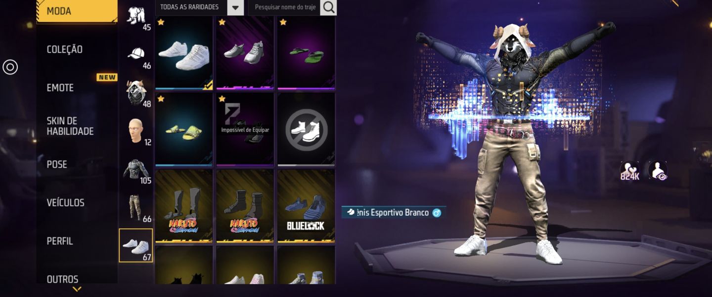 CONTA DE FREE FIRE NARUTO E SASUKE