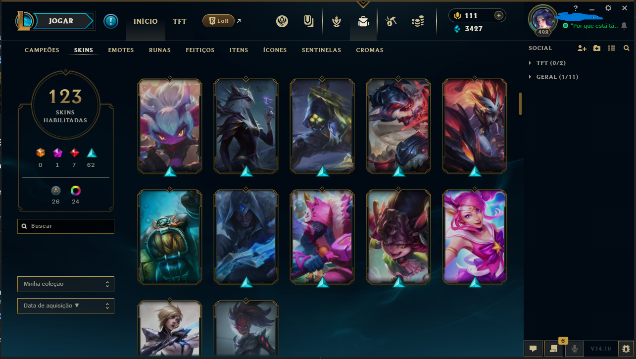 CONTA LOL 123 SKINS, 153 CAMPEÕES, CRIADA 2018