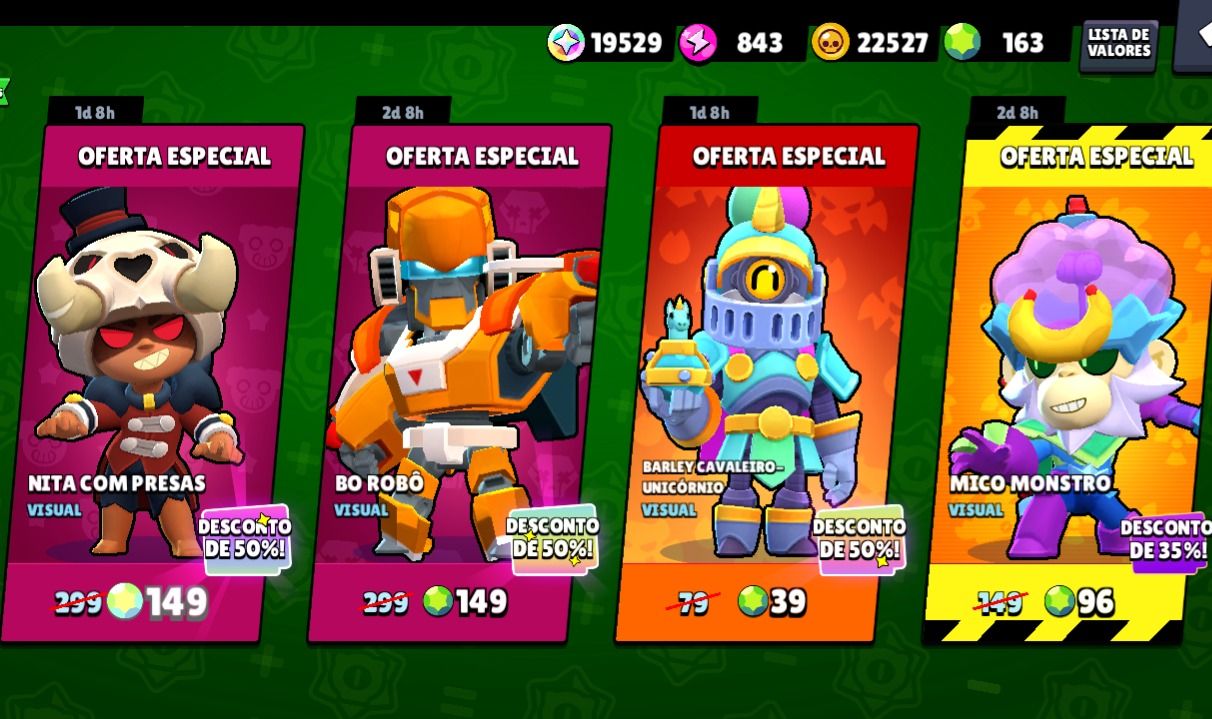 Conta Brawl Stars + 163 gemas+ 19 MIL BLINGS(LEIA A DESCRIÇÃO)