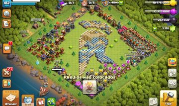 [CV17] Clash of Clans Nível 182 6 Construtor 5.176 Gemas 16 Skins + Paisagem!