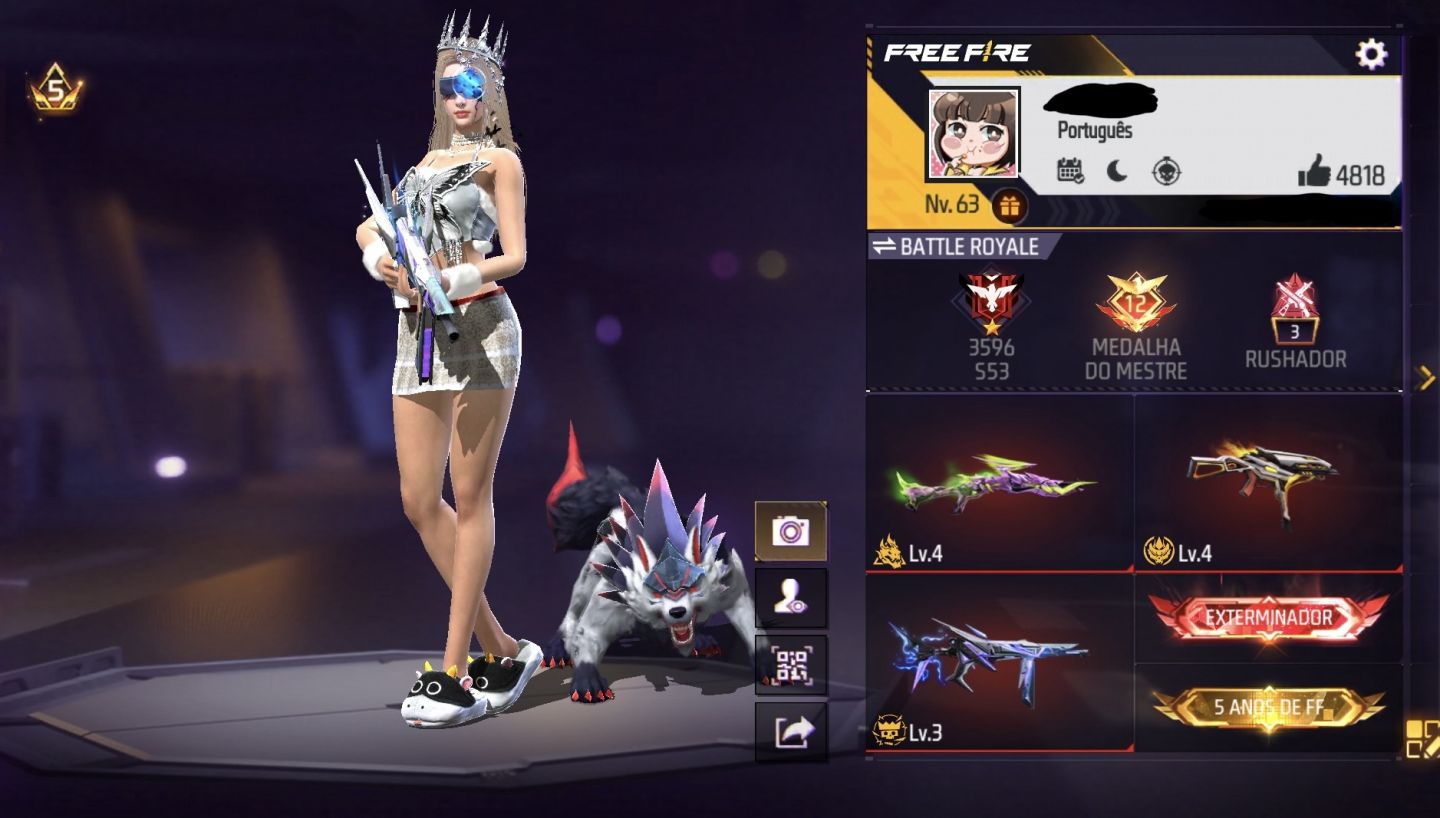 CONTA PRIME 5 GEMADINHA EVOLUTIVAS, ENTRADA BASTANTE SKINS FEMININA + 300 PEITAS