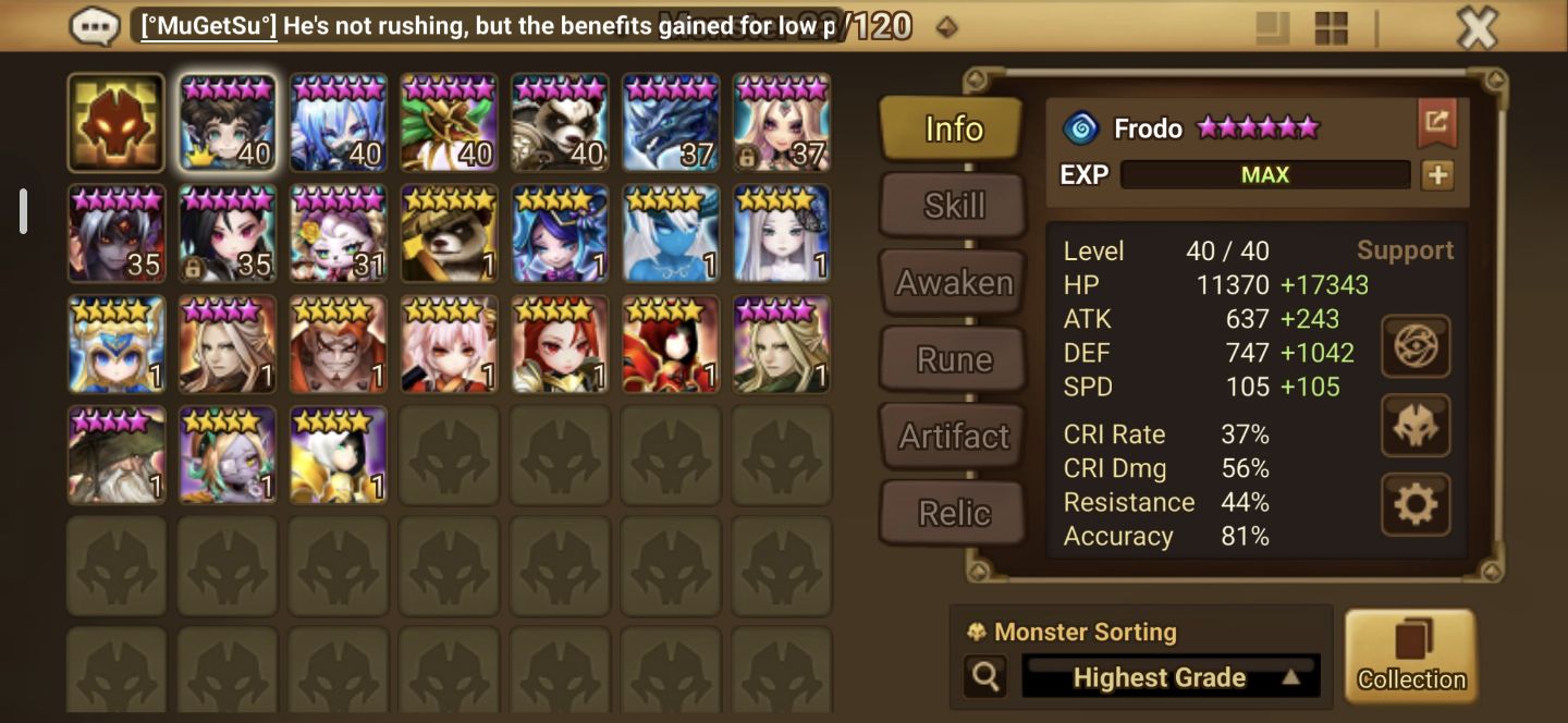 Conta starter summoners war com 3 ld 5 estrelas (Tian Lang, Leona, Groa)